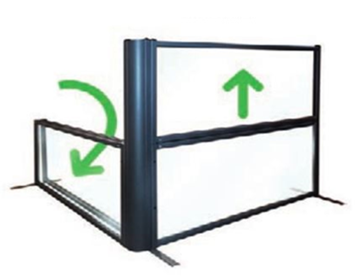 diagram showing the ways a glass divider can fold